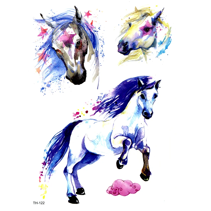 Unicorn Waterproof Temporary Tattoo Sticker Harrry Styles The Flash Tatoo Tatuajes Henna Tattoos Horse Fake Tattoo Tatuagem