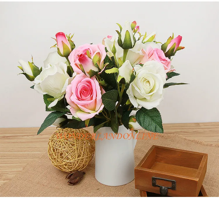 8Colors Artificial Silk Rose Single Flower For DIY  Wedding Flower Bouquet Home Room Decoration