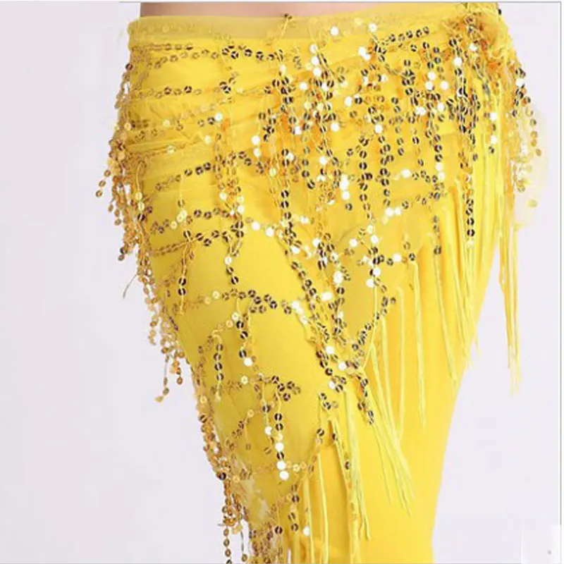 Múa bụng Eo Chuỗi Chuỗi Ấn Độ Nhảy Hip Khăn Sequins Bandage Vành Đai Múa Bellydance Vành Đai Bellydance Hip Khăn 9 màu sắc