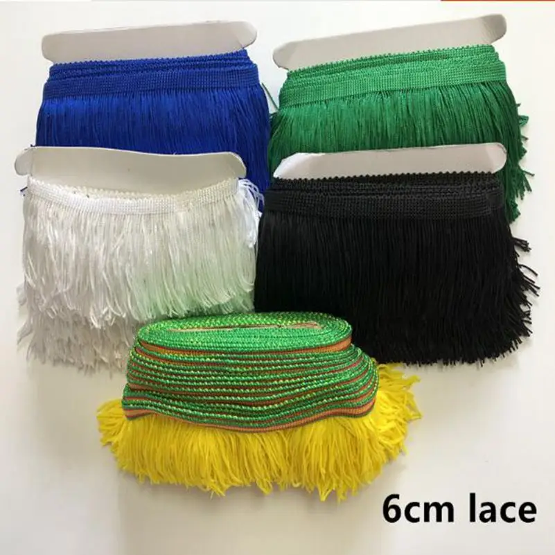 Gagqeuywe 10 meters Latin dance fringed lace polyester linings Stage dance clothing clothing accessories width 6cm