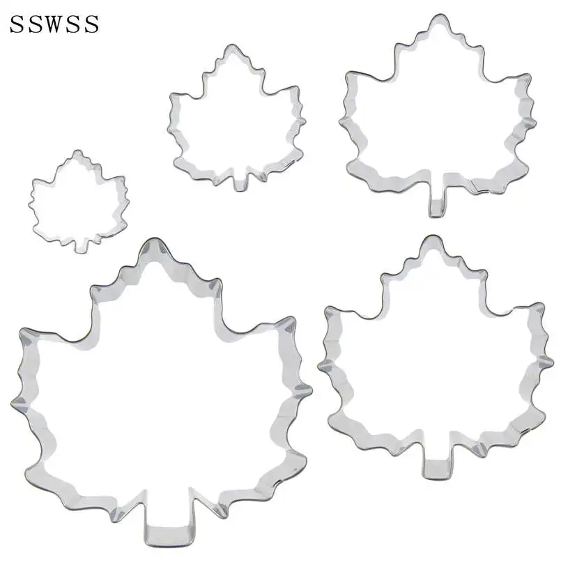 Five Pieces Of Maple Leaf Cookie Cutters Baking Molds,Autumn Leaves Cake Decorating Fondant Tools,Direct Selling