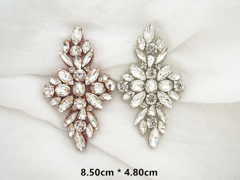 （30PCS）Silver handmade crystal rhinestone applique beaded patch iron on for dress shoes WDD0995
