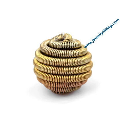 All kinds of jewelry findings supplier Raw brass colowire twist feature connector beads handmade 14mm