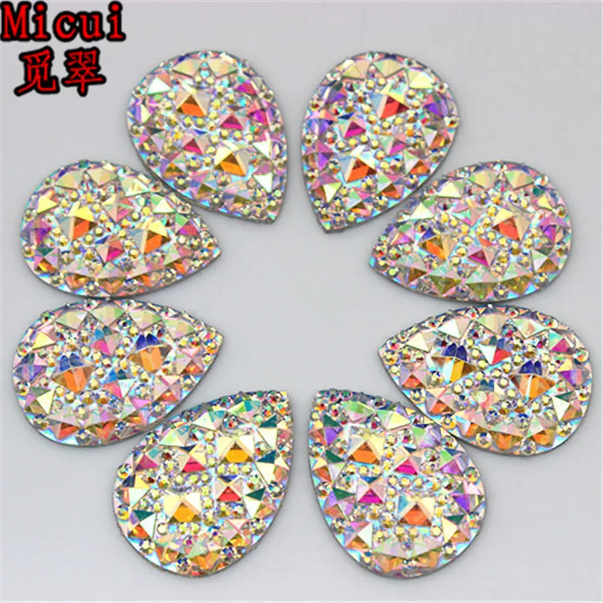 Micui 50pcs 10*14/13*18/18*25/20*30mm AB Clear Drop flatback Resin Rhinestones Crystal clothing crafts Accessories ZZ583