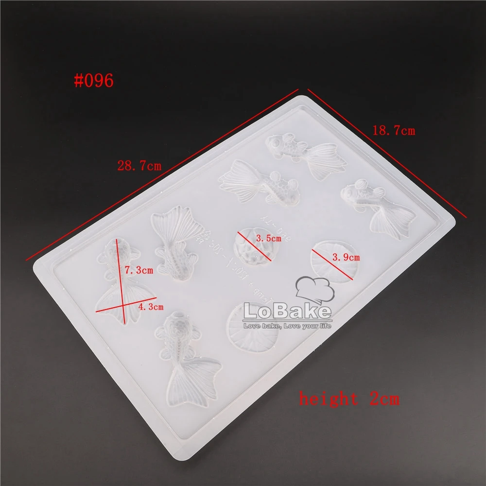 5pcs/lot 9 cavities Chinese goldfish lotus flower shape PP plastic jelly pudding Chocolate Mold candy ice cube mold fondant cake