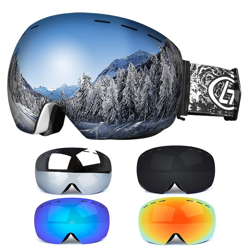 

Men Women Winter Snow Sports Ski Goggles Snowboard Goggles with Anti-Fog Uv 400 Protections Double Lens Skating Mask Glasses