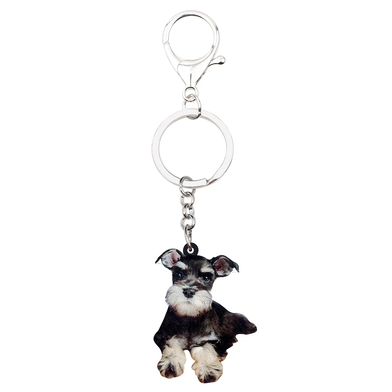 WEVENI Acrylic Cute Schnauzer Dog Key Chains Keychains Rings Animal Jewelry For Women Girls Bag Wallet Pendant Charms Wholesale