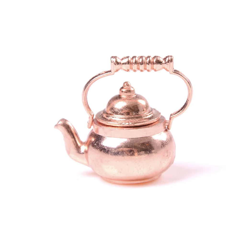 1/12 Dollhouse Miniature Copper Tea Kettle/Tea Pot Classic Toys Pretend Play Furniture Toys for Miniature Kitchen Accessory