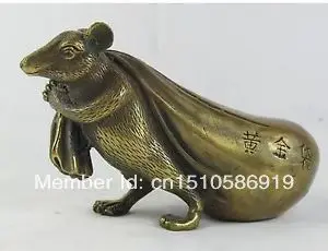 

Oriental Vintage Bronze Signed brass copper fortune Lucky statue mouse