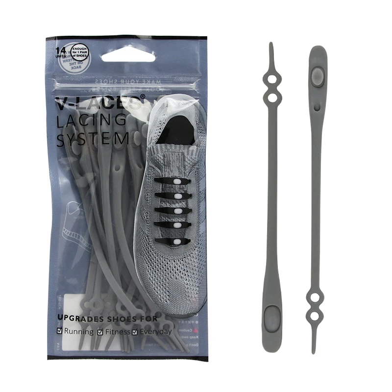 V-tie 14pcs/pack Waterproof silicone shoelace safty shoes accessories round elastic shoelaces no tie sport shoelaces