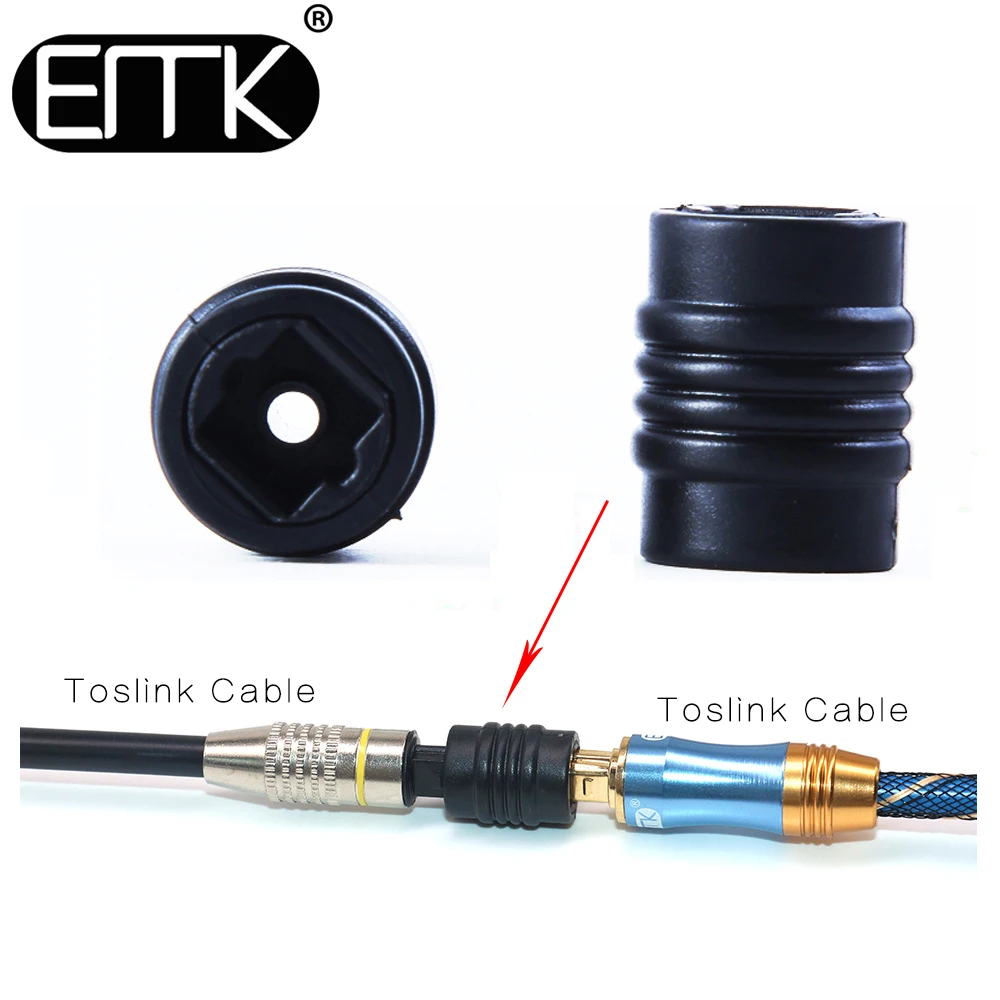 EMK Toslink Extension Coupler Adapter Socket Digital Optical Audio Female to Female Cable Connector