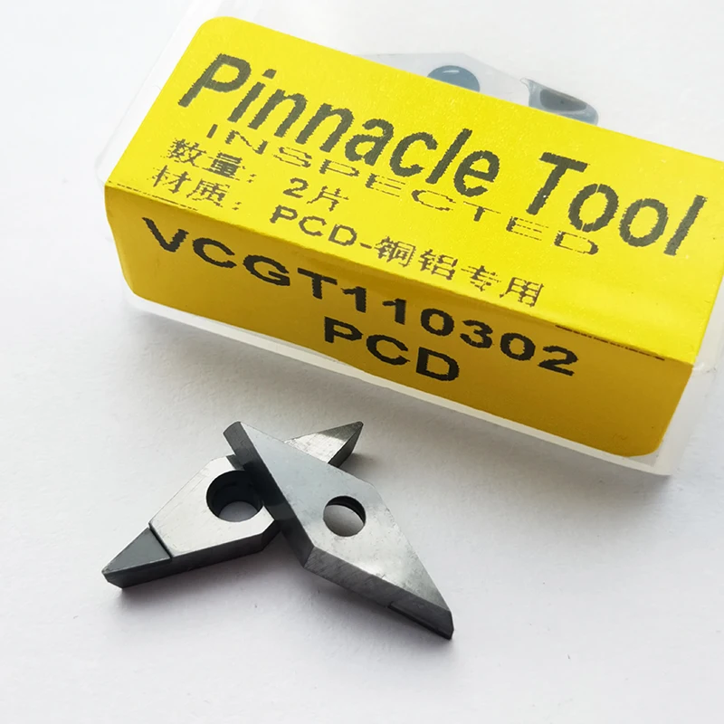 2pcs VCGT110302 PCD VCGT110304 PCD Diamante inserti in Metallo Duro Inserto di Fresatura CNC inserto dimond lama di taglio in metallo duro utensili di tornitura