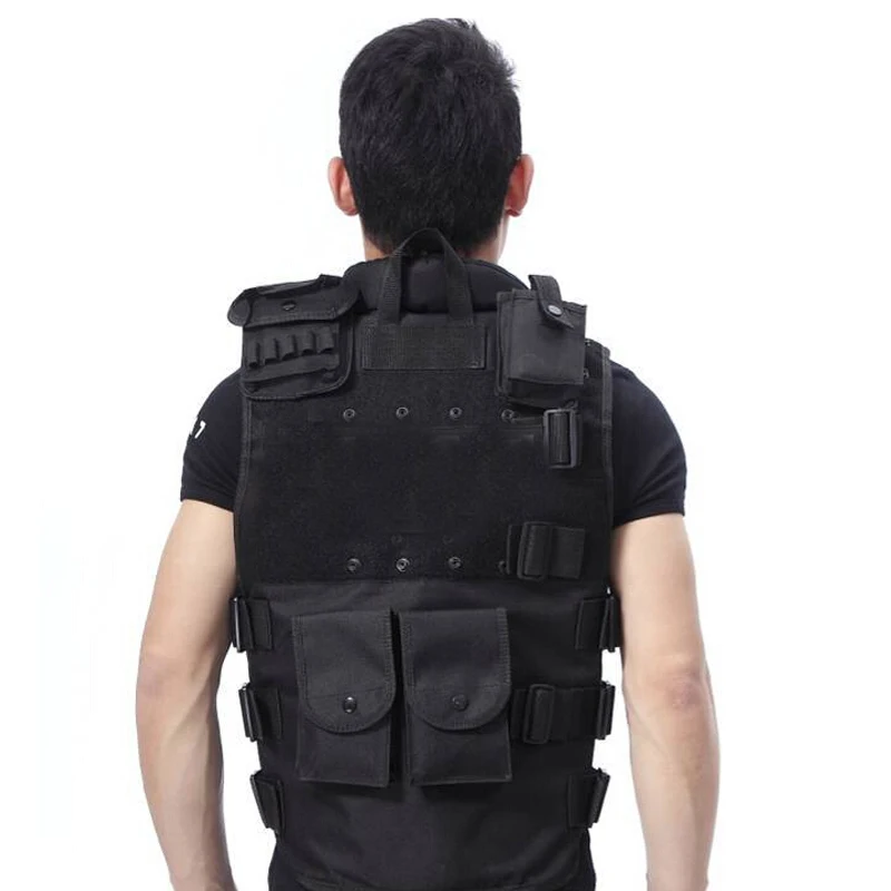 Military Tactical Gear Vest Paintball Game Bulletproof Molle Black Vest Cs Vest Swat Police Law Enforcement Colete Tatico