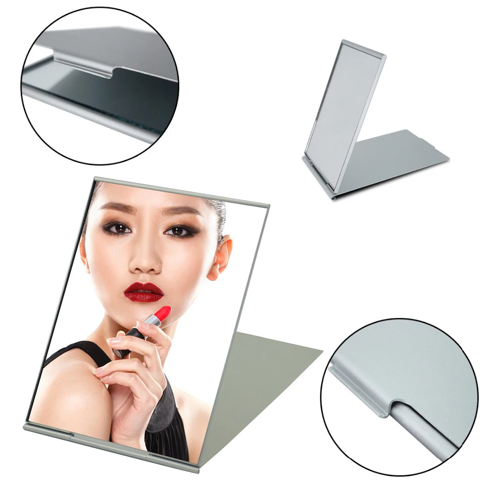 Foldable Makeup Vanity Mirror Ultra-thin Silver Compact Make Up Pocket Mirror Single Side Cosmetic Table Mirrors зеркало espejo