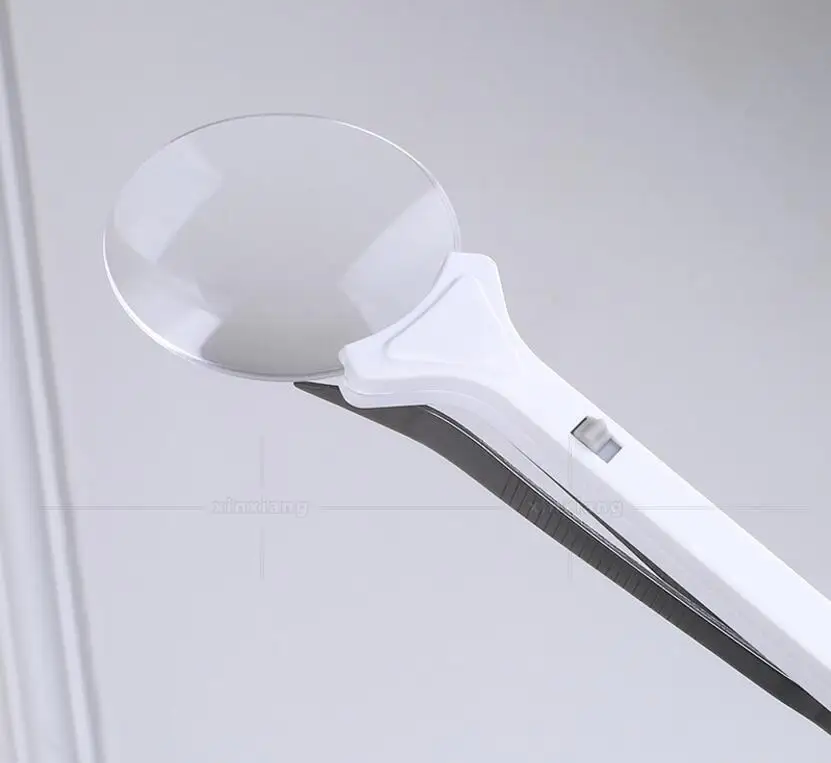 5X Pinzette Edelstahl Clip Lupenbrille Handheld 5-fache Lupe für die Beobachtung der Jadeinspektion von Schmuck
