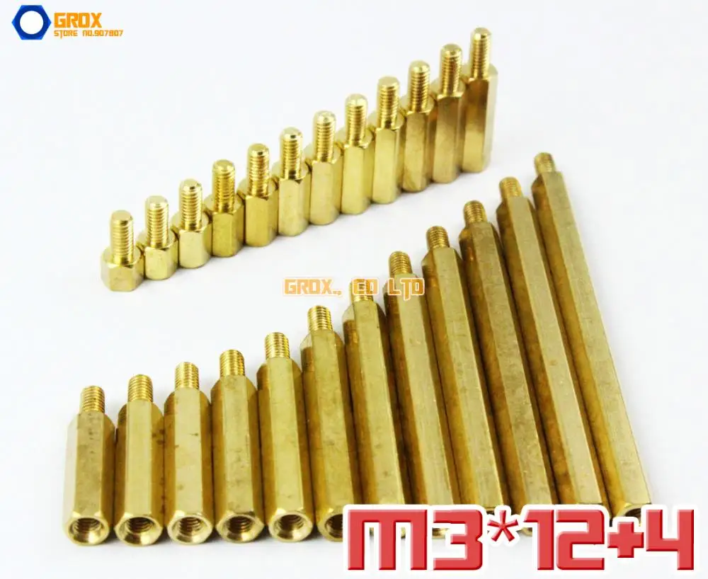 

100 Pieces Brass M3 x 12 + 4mm PCB Female to Male Motherboard Standoff Hex Spacer