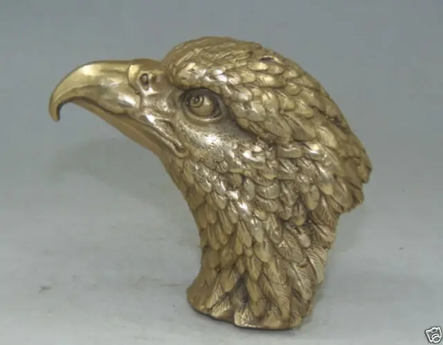 

chinese Collectibles Old Handwork Copper Carving Lifelike Eagle Head Statue Garden Decoration 100% real Brass Bronze