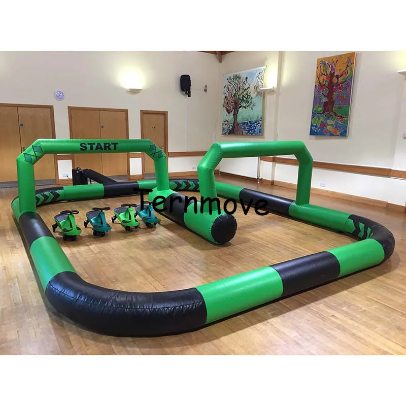 inflatable circuit racing track for sporting events, inflatable race track Kids play outdoor sports games go kart race track