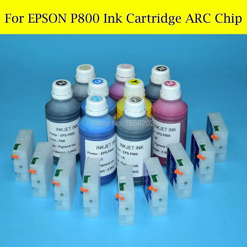 80ML P800 Refill Ink Cartridge With Reset Chip For EPSON SureColor P800 Printer With 9 Color X 500ML Pigment Ink