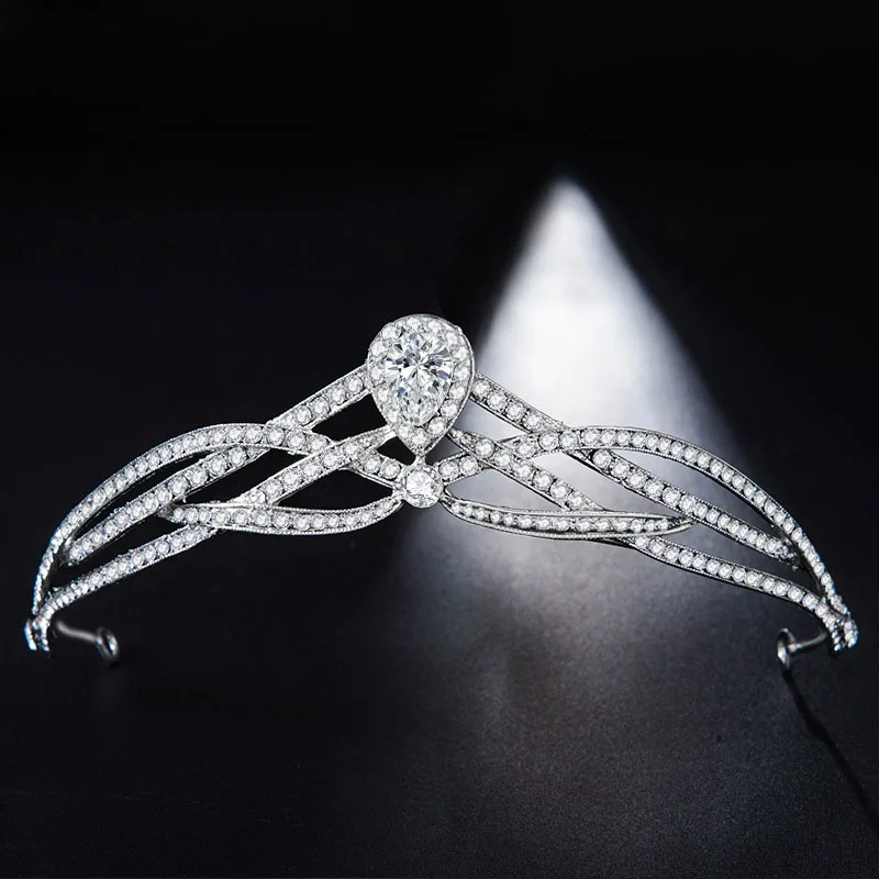 

Floralbride Rhinestone Crystal Cubic Zirconia Wedding Tiara Crown Bridal Hair Accessories Bridesmaids Princess Women Jewelry