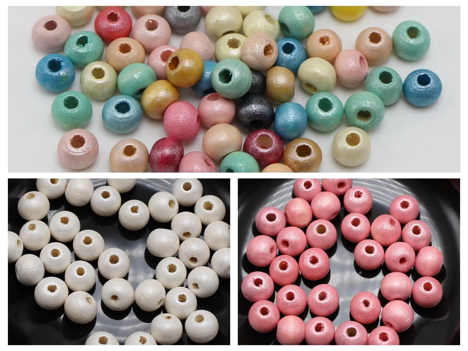 

1000 Pearlized Luster Wood Beads 8mm Wooden Spacer Color for Choice Wholesales
