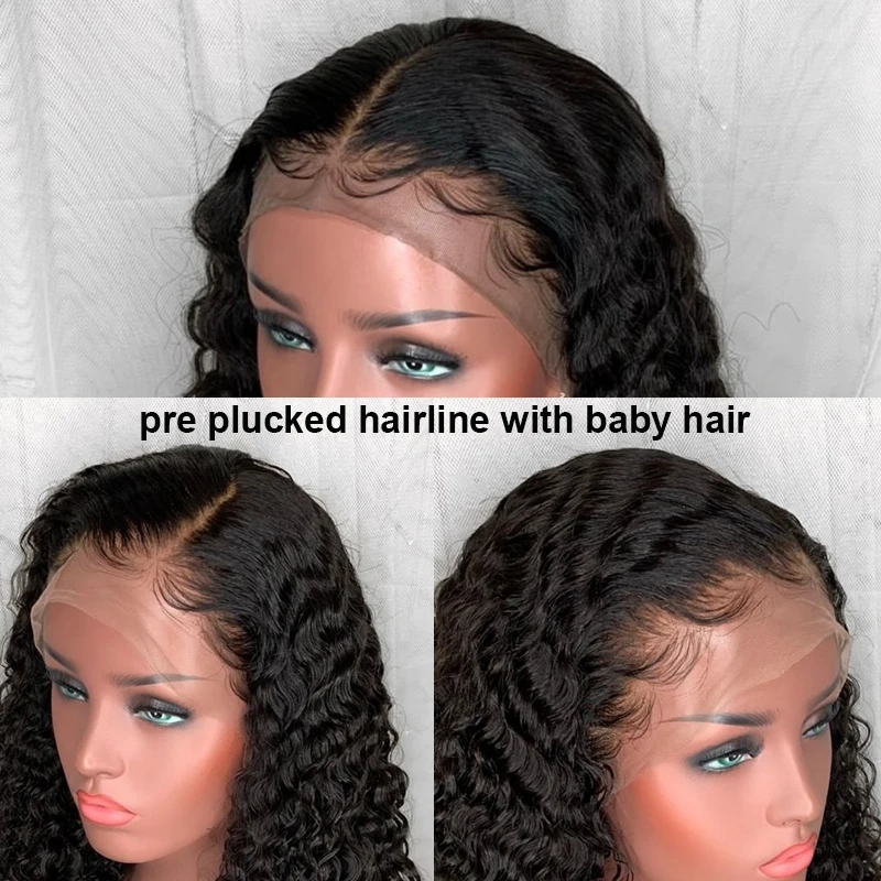 13x6 Curly Lace Front Human Hair Wigs Pre Plucked Brazilian 250 Density 13x4 Lace Frontal Wigs For Black Women Remy CARA Hair