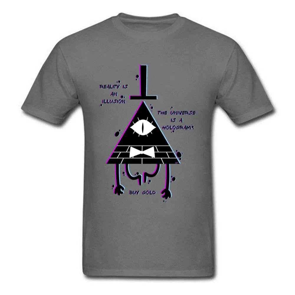 Male Tshirt Illusion Gravity Fall T Shirt Illuminati T-shirt Men Summer Big Size Cotton Crewneck Clothes Geometric Pattern Funny