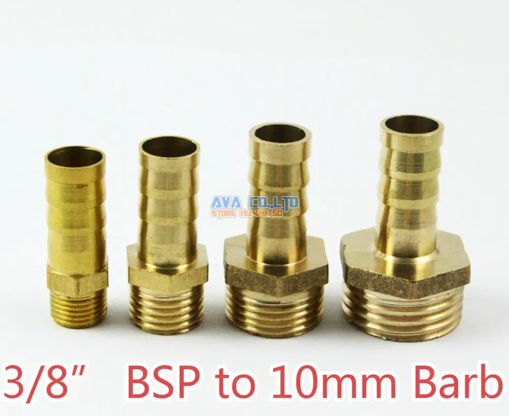 

10 Pieces Brass Male 3/8" BSP to 10mm Barb Hose Tail Fitting Fuel Air Gas Water Hose Connector Coupler