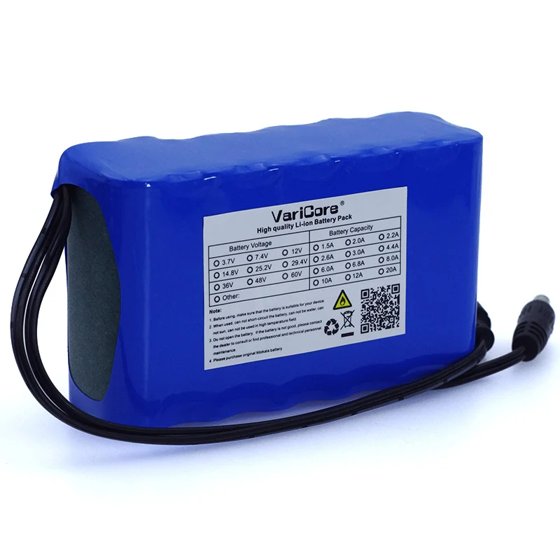 VariCore-Paquete de batería de li-lon de 12V, 10Ah, 18650, 10000mAh, con placa de protección de circuito BMS, CC de 5,5x2,1mm, potencia de respaldo de alta capacidad