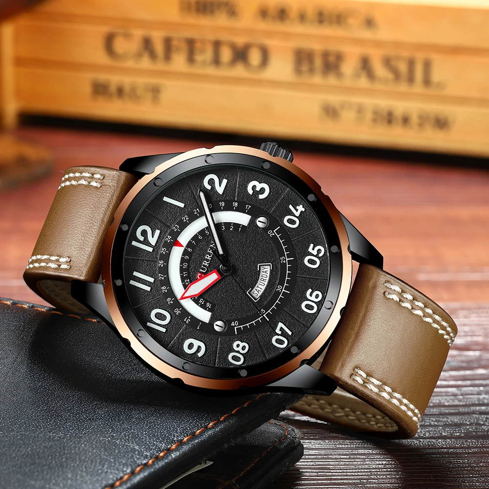 Top CURREN Mens Watches Brand Fashion Leather Wristwatches Quartz Men's Watch Sports Waterproof Men Date Clock Relogio Masculino