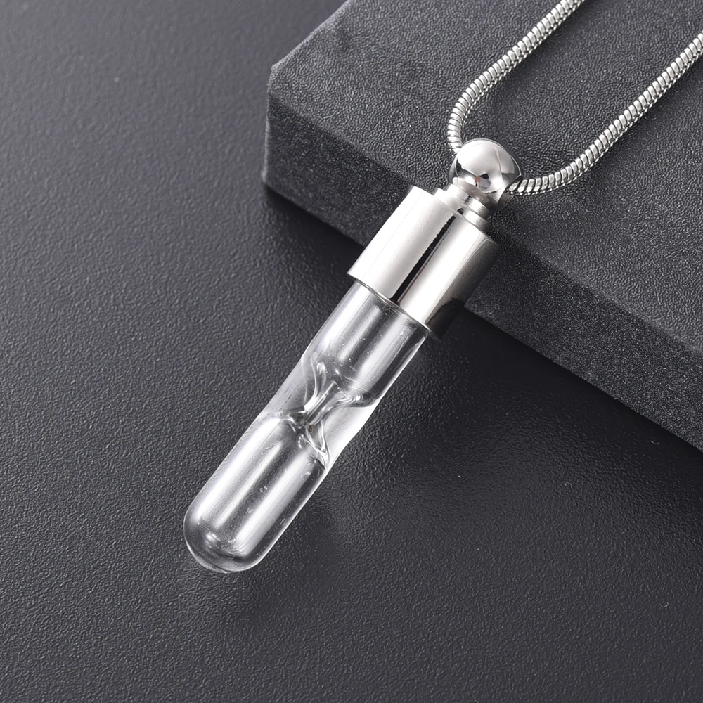 Hourglass Cremation Pendant Jewelry Stainless Steel Keepaske Jewelry Memorial Urn Necklace for Ashes Holder