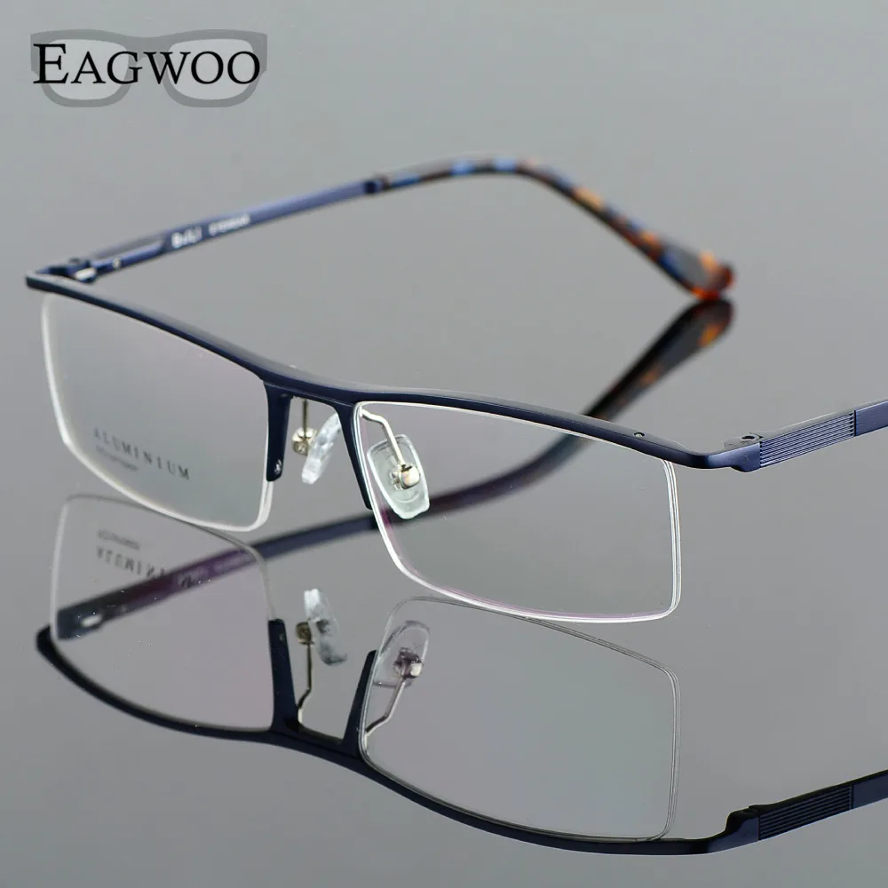 Aluminum Alloy Half Rim Optical Frame Prescription Men Rectangular Green Eyeglasses Business Glasses Sports Spectacle 823022