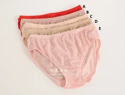 Mulberry 100% silk panties solid color brief hemming silk knitted mid waist briefs female free shipping