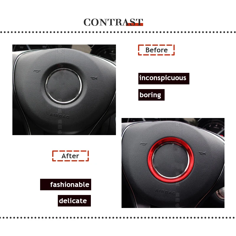 Car Styling AMG For Mercedes W204 W205 W211 A B C E CLS GLE GLK SLK GLA CLA Class Steering Wheel Ring Stickers Accessories