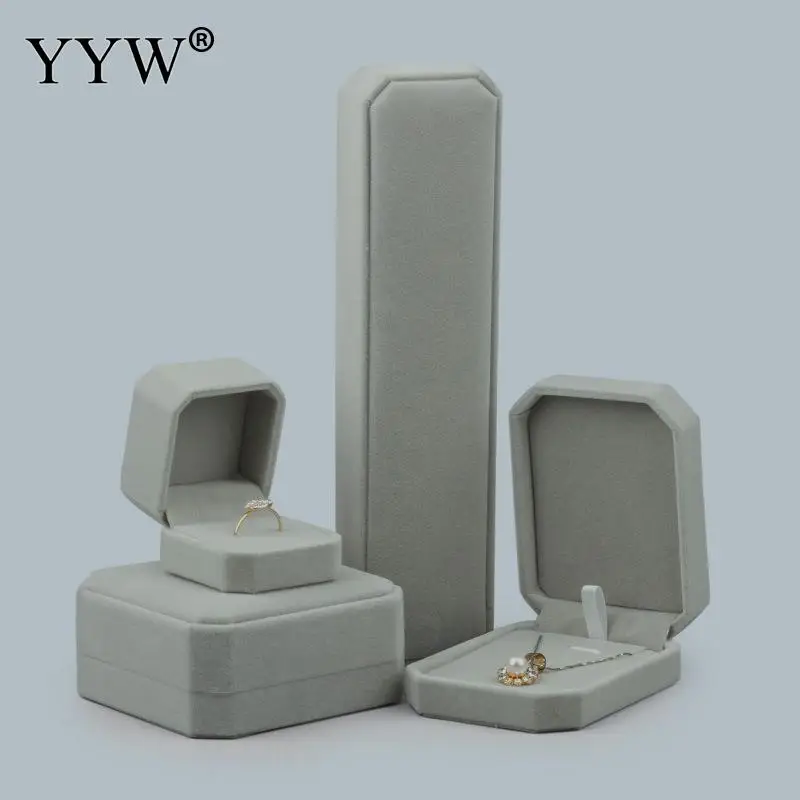 

1 шт. Высококачественная элегантная бархатная коробка для ювелирных изделий для браслетов, колец, ожерелий, подвесных коробок серого цвета, Упаковочная Подарочная коробка для ювелирных изделий