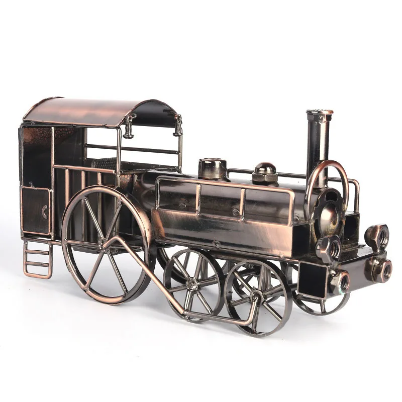 Retro Vintage Lron Steam Locomotive Model Craft Office Home Creative Decoration Ornament Miniature Desktop Art Ornaments Crafts