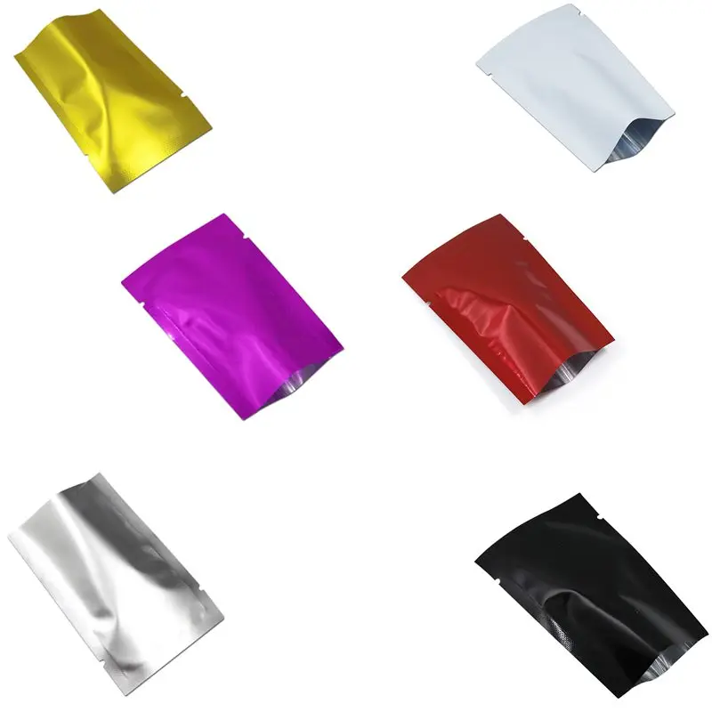 500Pcs 5x7cm Multi-colors Aluminum Foil Bags Open Top Heat Seal Vacuum Pack Bags Candy Chocolate Storage Bags Wedding Decoration