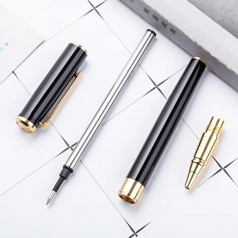 16pcs High-end metal ballpoint pen 0.5 mm black white red gold clip office business writing ball pen gift stationery