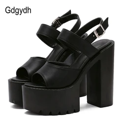 Gdgydh Black White Sandals Woman Extreme High Heels 2022 New Summer Ankle Strap Soft Leather Ladies Summer Shoes Platform Buckle