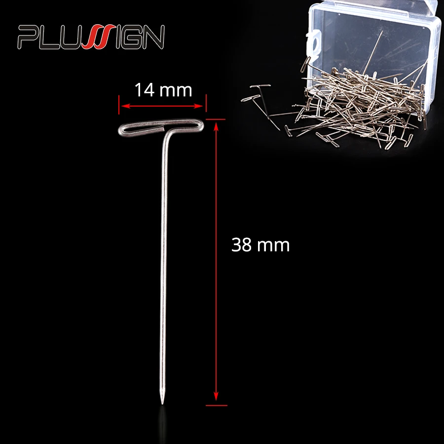 50 adet/kutu 100 adet/kutu T Pins iğne üzerinde peruk için köpük kafa tarzı kafa dikiş saç Salon araçları t-pins peruk Pin için blok 38mm uzunluk