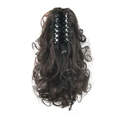 Soowee-coletas de pelo corto rizado, extensiones de cabello sintético, Clip de cola de caballo, moño de caballo