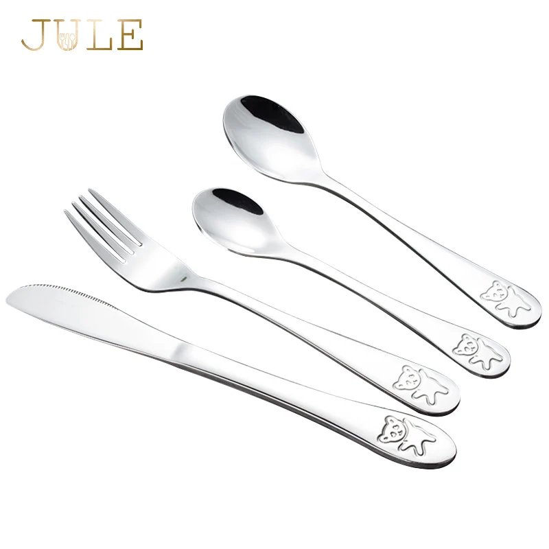 어린이 식기 칼 세트 4 개 스테인레스 스틸 아이 팬더 품질 아이 저녁 식사 칼 포크 세트 음식 식사 식기 세트