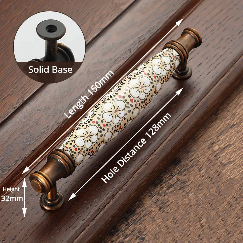 KAK Antik Bronze Keramik Schrankgriffe Vintage Schubladenknöpfe Kleiderschrank Türgriffe Europäische Möbelgriff Hardware