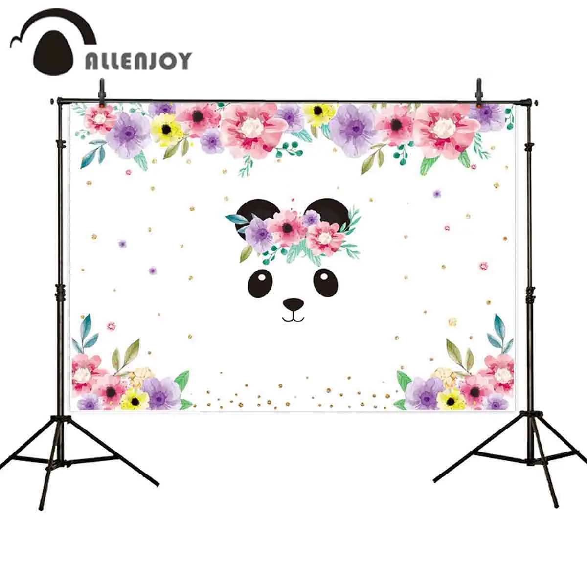 Allenjoy photography photocall boda panda flowers painting cute newborn girl birthday backdrops photo background photobooth