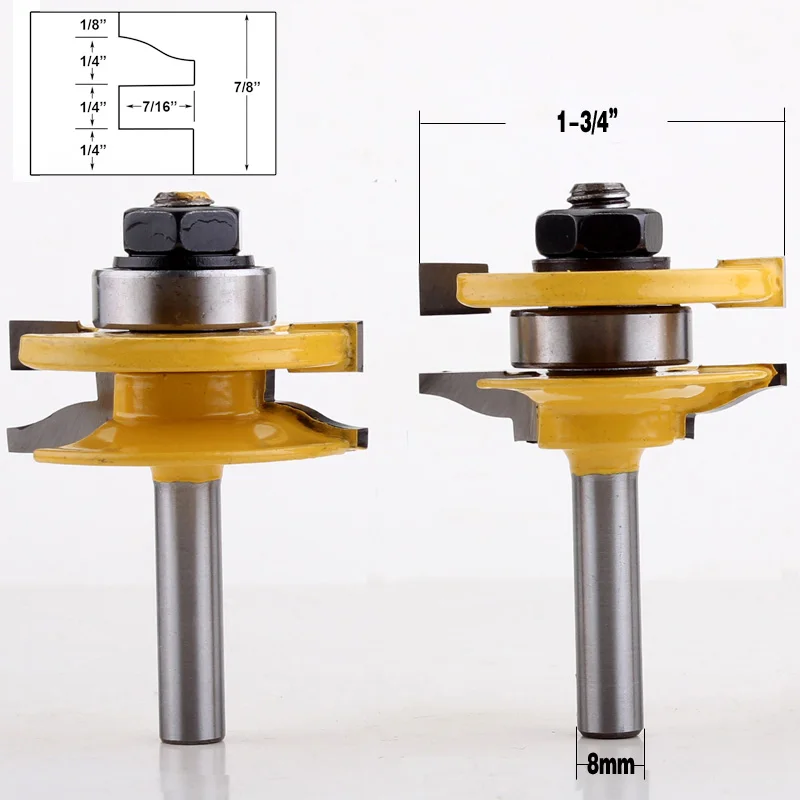 1-3PCS 8mm Shank Rail & Stile Router Bits-Matched Standard Ogee door knife Woodworking cutter Tenon Cutter for Woodworking Tools