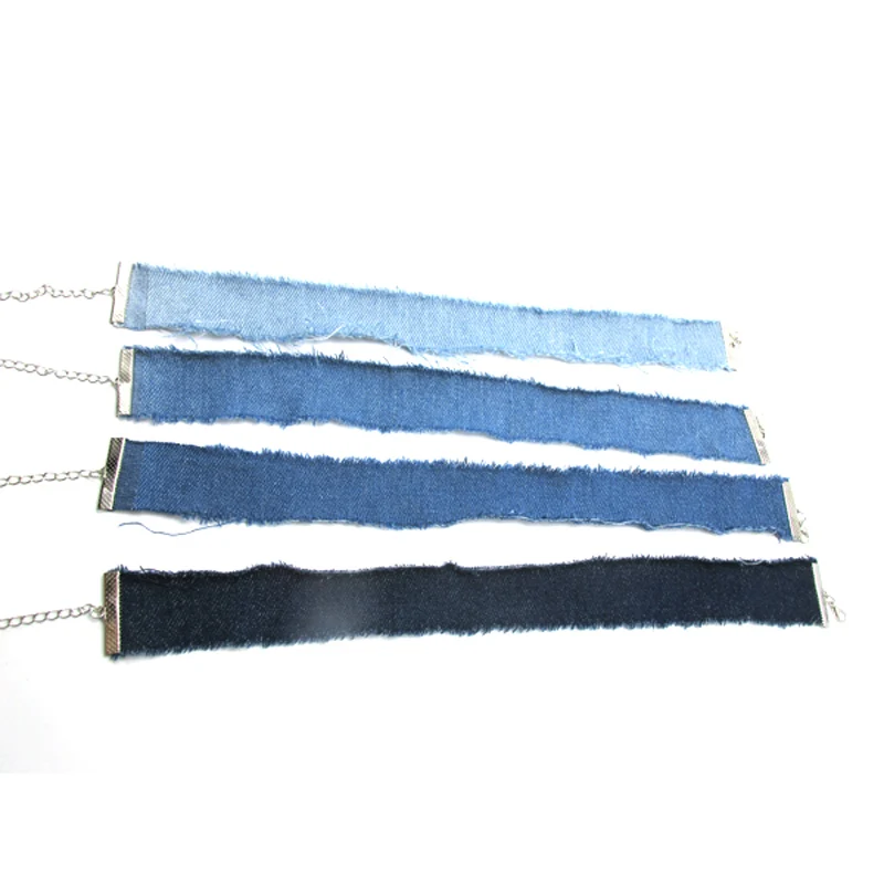 Blue Denim Choker Necklace For Women Tassel Jeans Chokers Chocker tattoo choker for Female