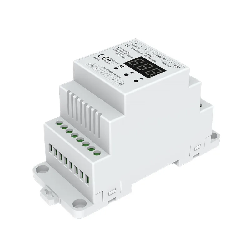 

New Led DMX Decoder DMX512 To 1-10V / 0-10V Signal Converter 5V 12V-24V Input;4CH 20mA PWM Setting Address Track Din Rail