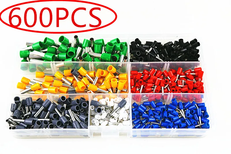 600Pcs Insulated Cord End Terminal Bootlace Cooper Ferrules Kit Set Wire Copper Crimp Connector