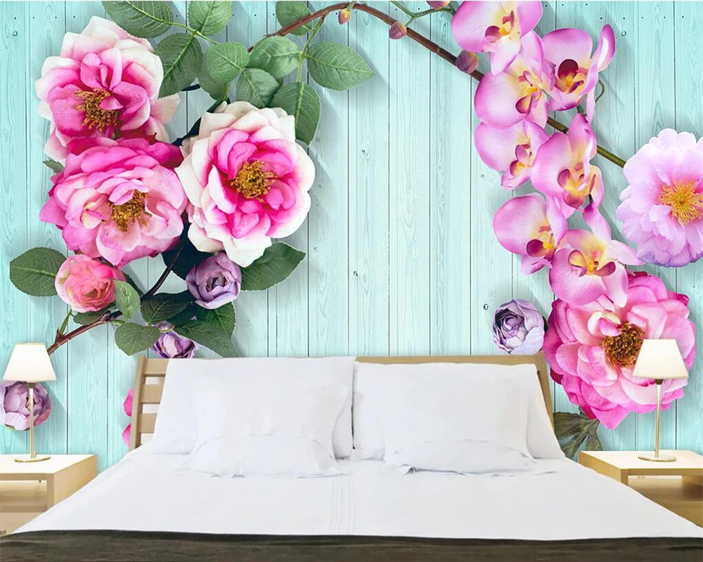 Beibehang Custom wallpaper fresh 3D rose wall rural wind TV background wall home decoration 3d living room bedroom 3d wallpaper