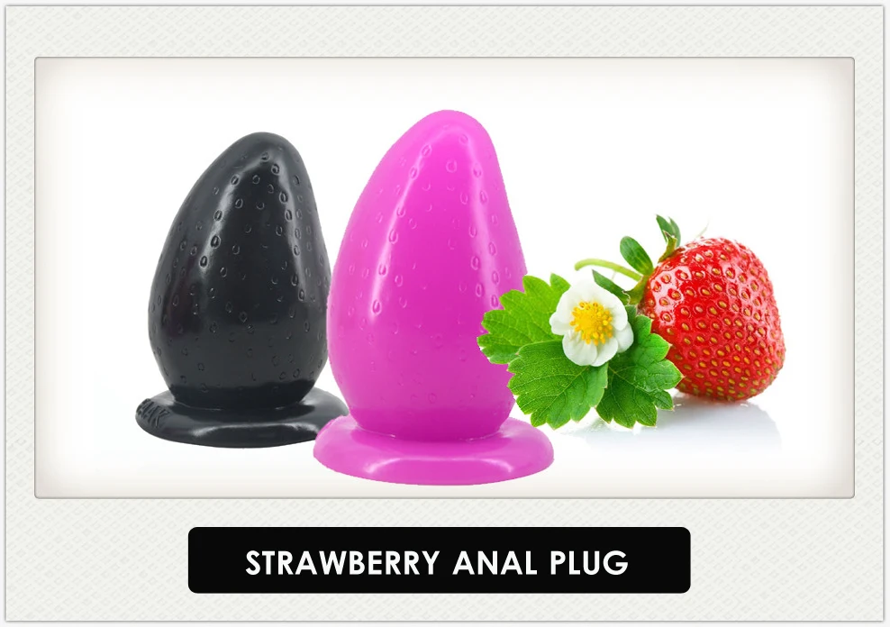 FAAK Großer Analplug mit Saugnapf, Erdbeer-Buttplug, Anus-Massage-Partikel,  riesiger 7,6 cm dicker, analgefüllter Stopper, Sexspielzeug